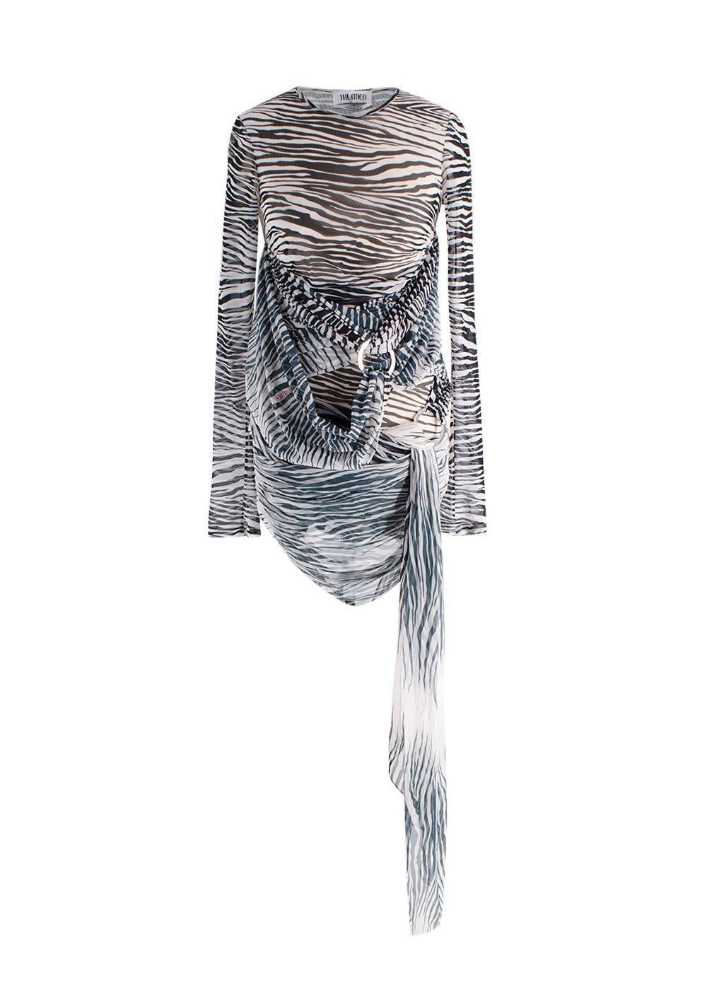 Zebra Print Mesh Mini Dress