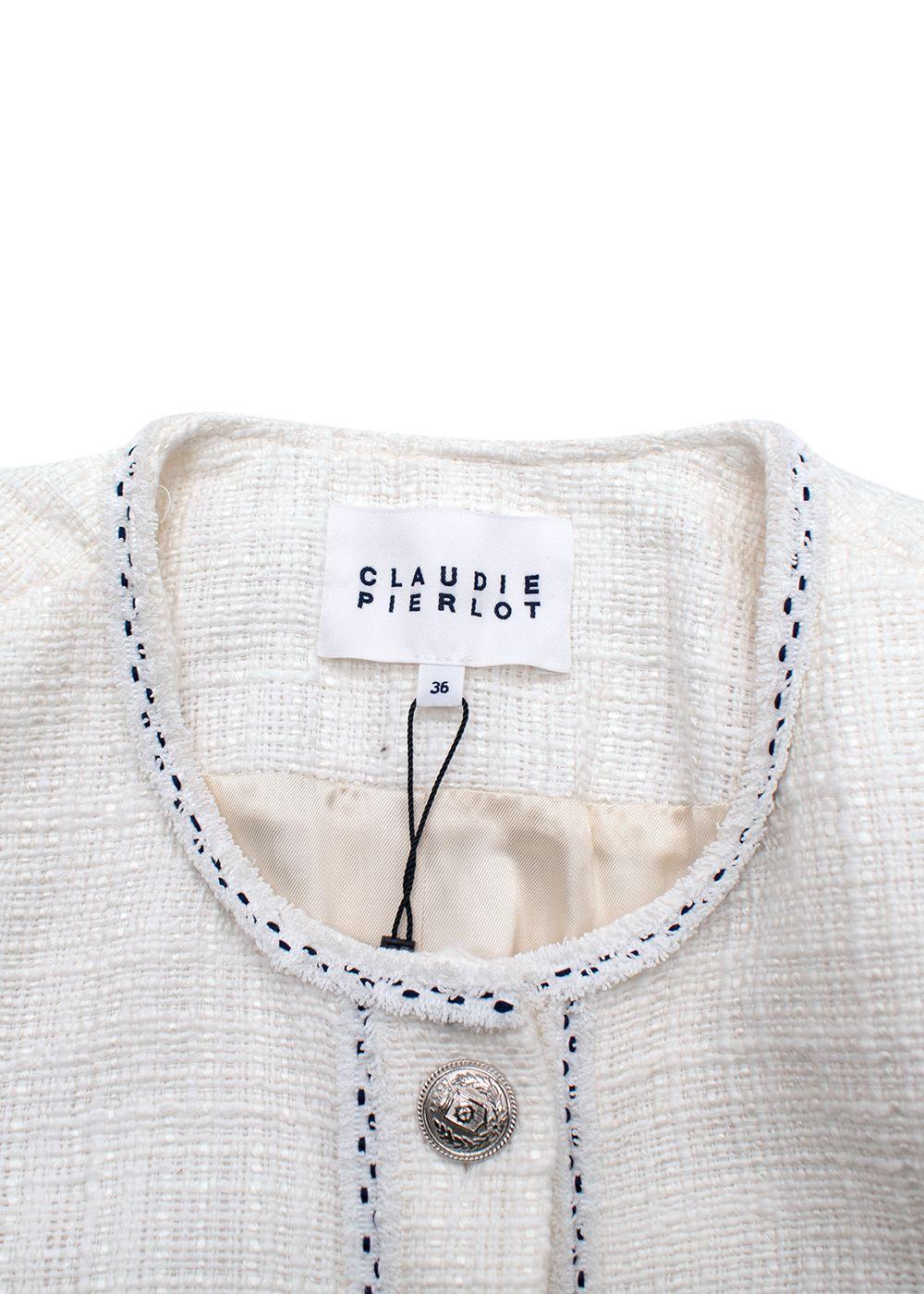 Claudie Pierlot Off White Tweed Longline Jacket