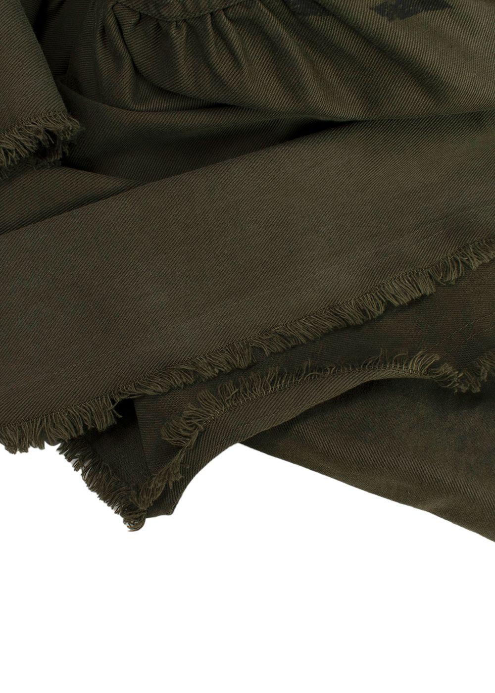 Dior Khaki Union Motif Flared Midi Skirt