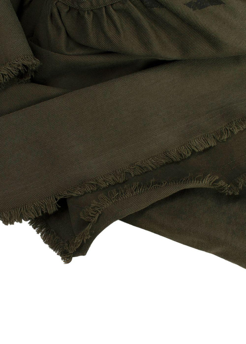 Dior Khaki Union Motif Flared Midi Skirt