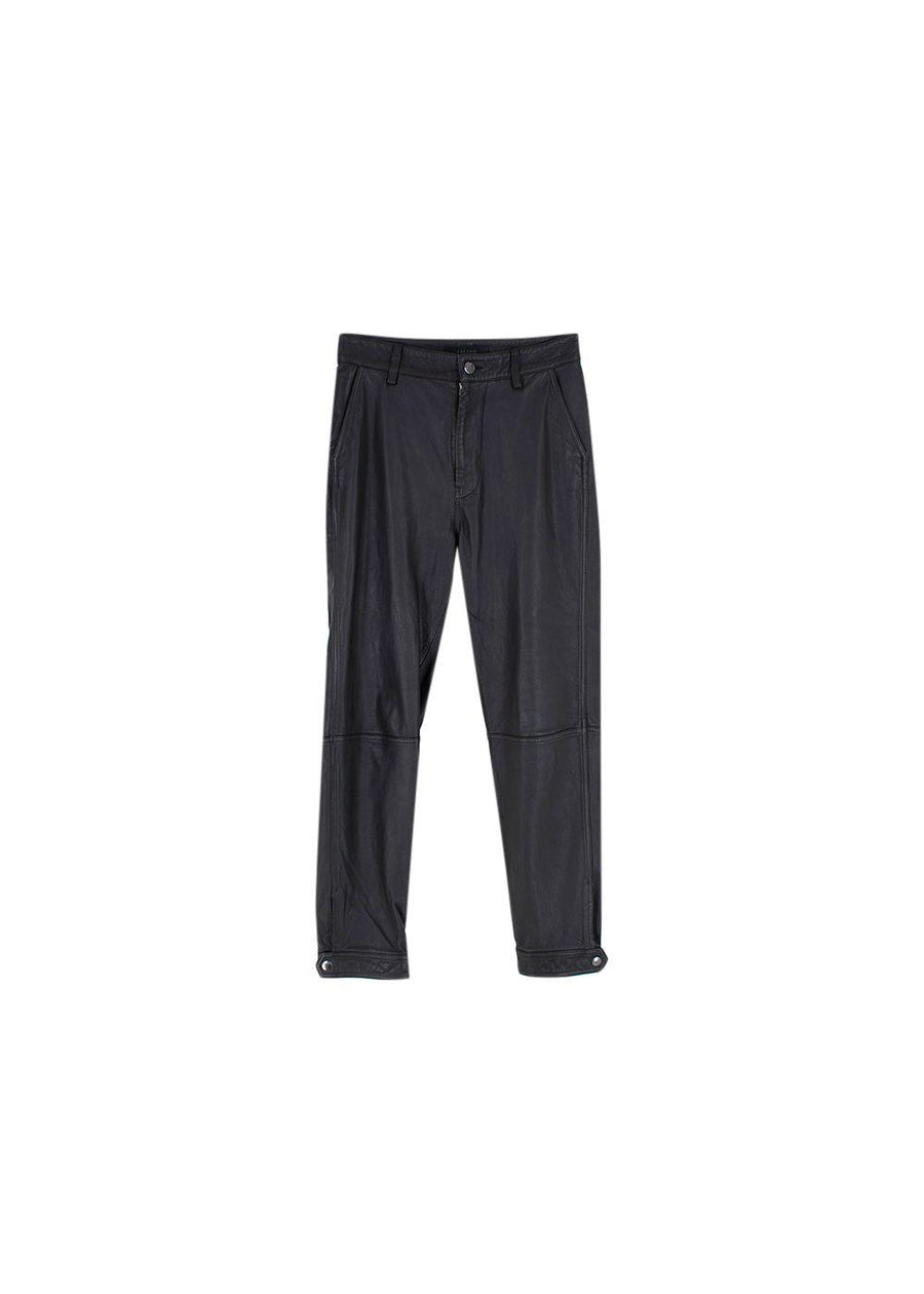 black cropped leather trousers