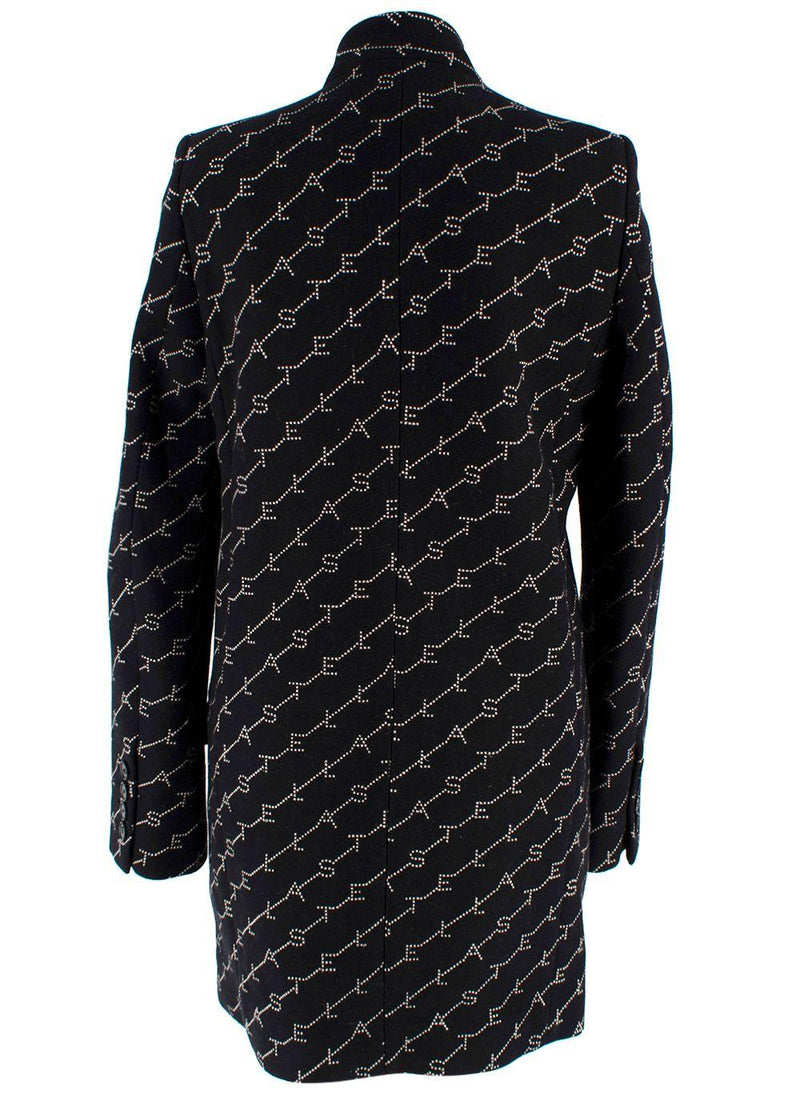 Stella McCartney Black Logo Print Wool Blend Coat
