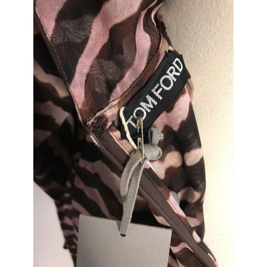 Tom Ford Zebra Print Draped Silk Midi Dress
