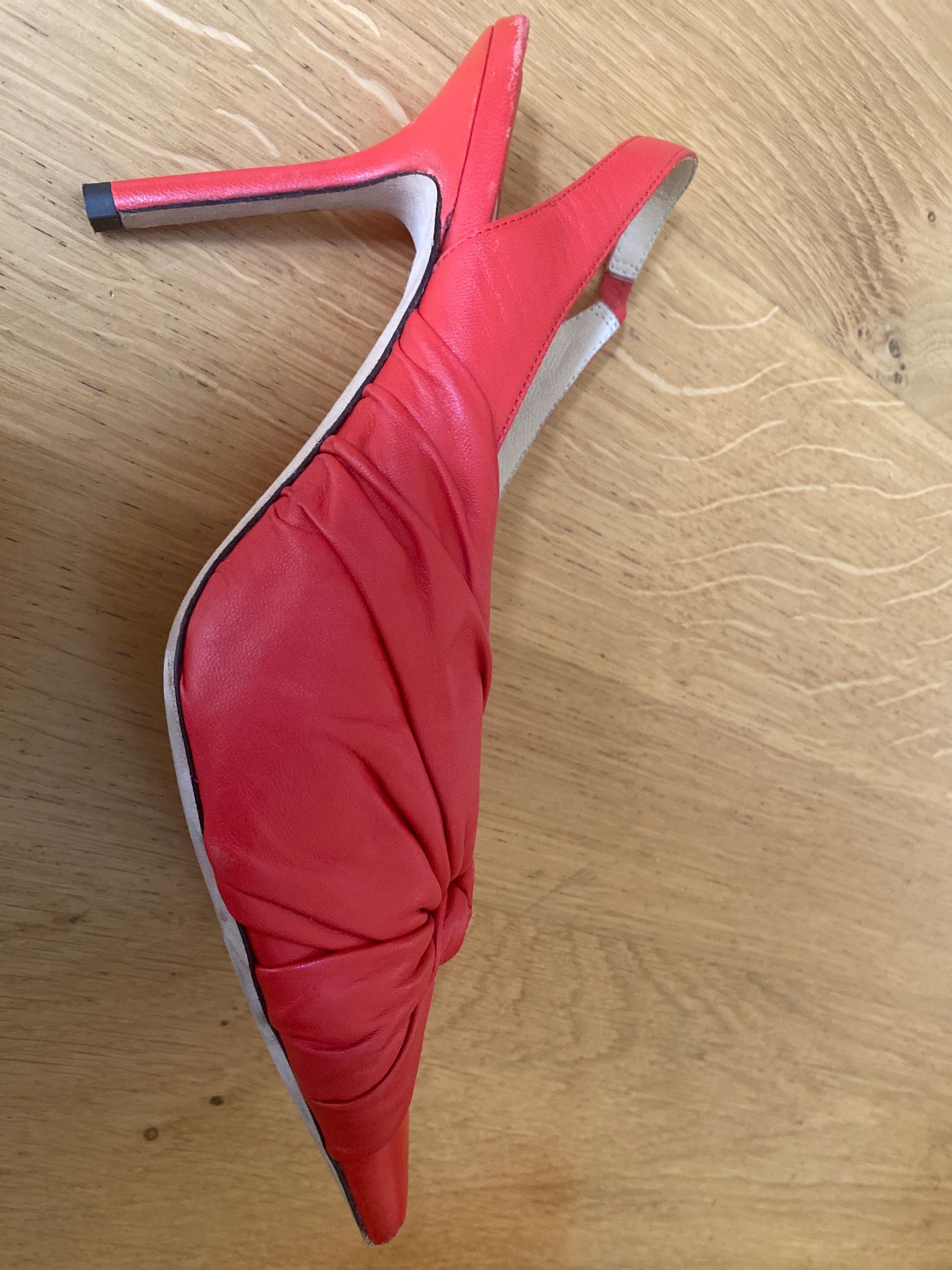 Jimmy Choo Red Leather Annabell Sling back Pumps