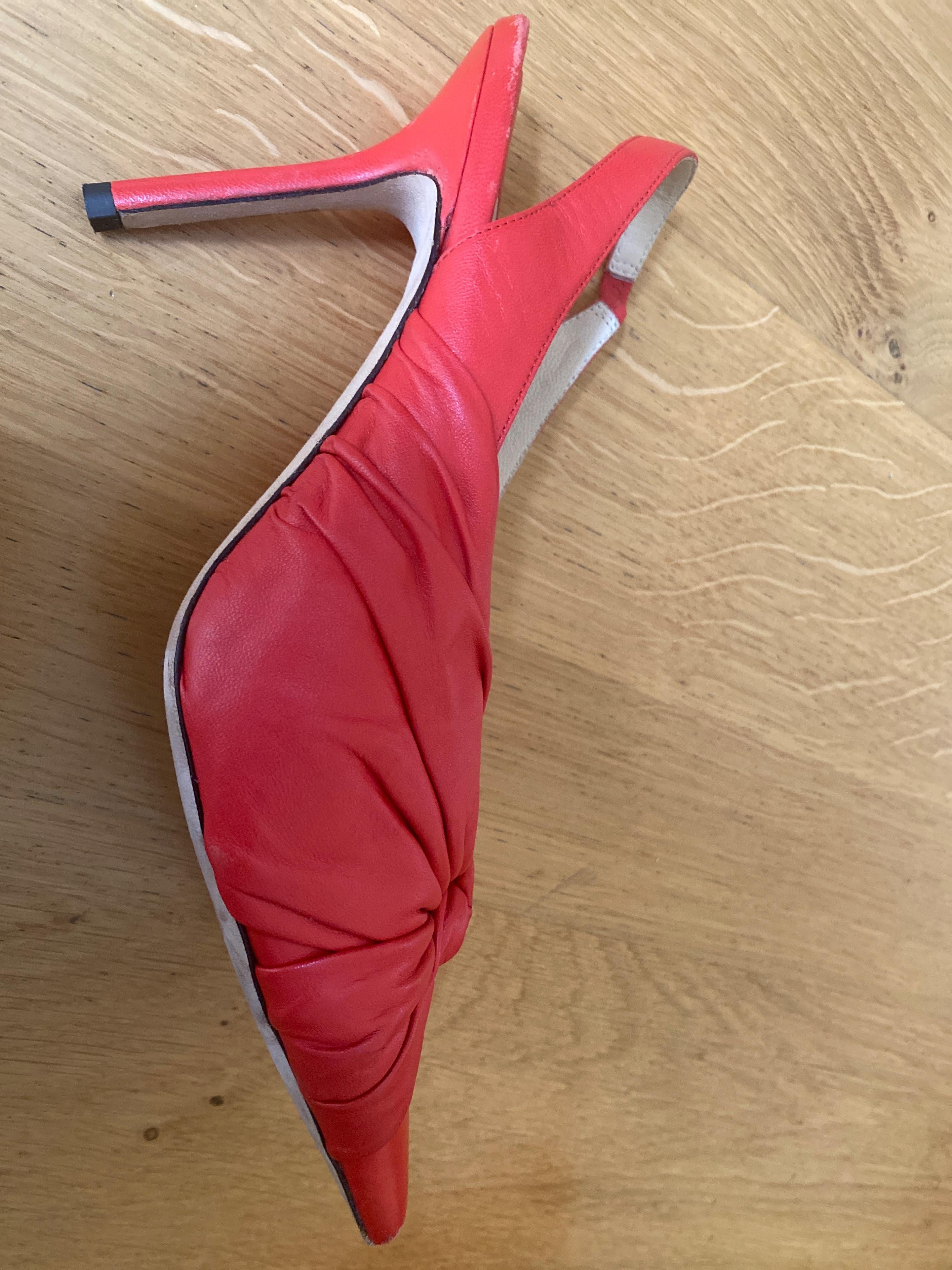 Jimmy Choo Red Leather Annabell Sling back Pumps