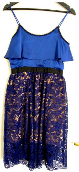 Self-Portrait Delphinium Satin & Guipure Lace Dress