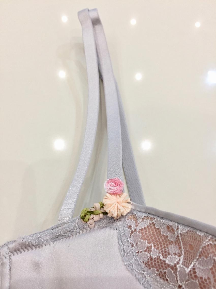 Chantal Thomass Cloud Grey Silk Balconette Bra & French Short Set