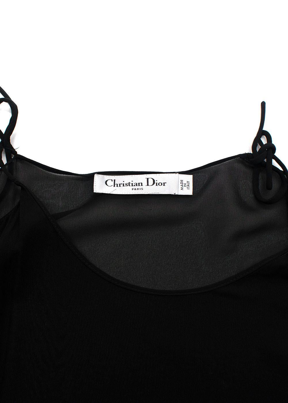 Christian Dior Black Leather Fringe Tunic Mini Dress