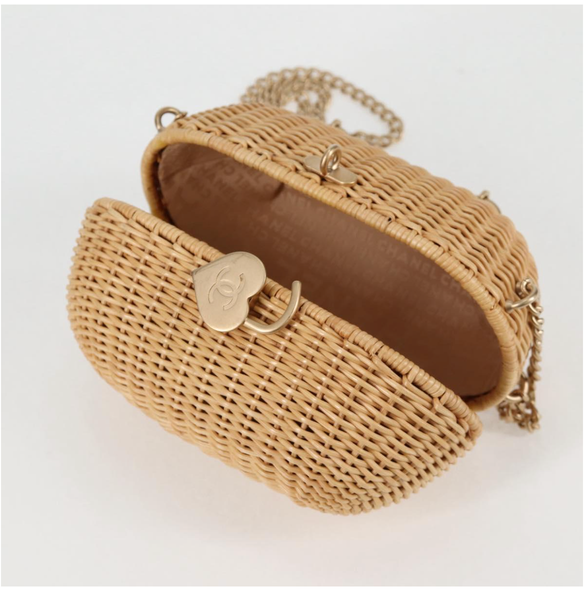 Chanel Heart Padlock Wicker Bag
