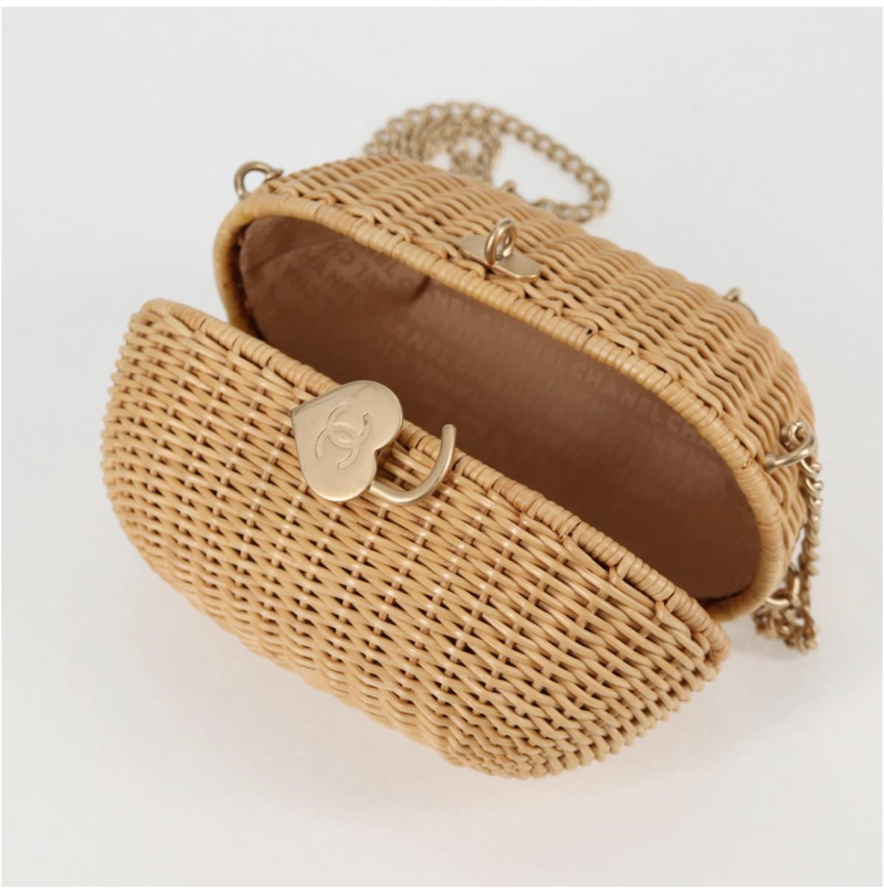 Chanel Heart Padlock Wicker Bag