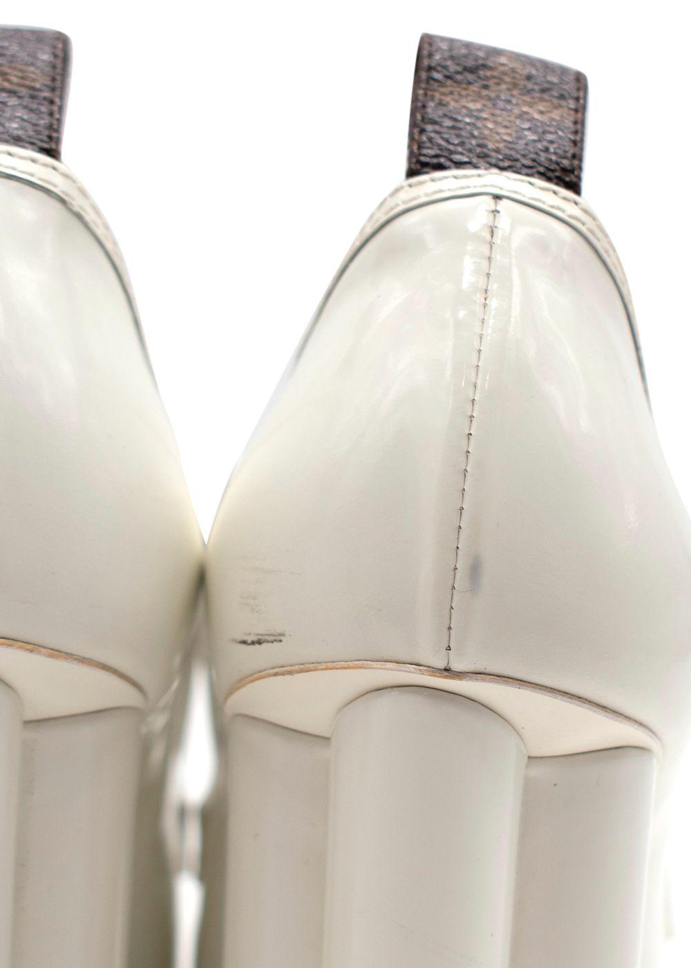 Louis Vuitton White Block Heel Loafer Style Shoes