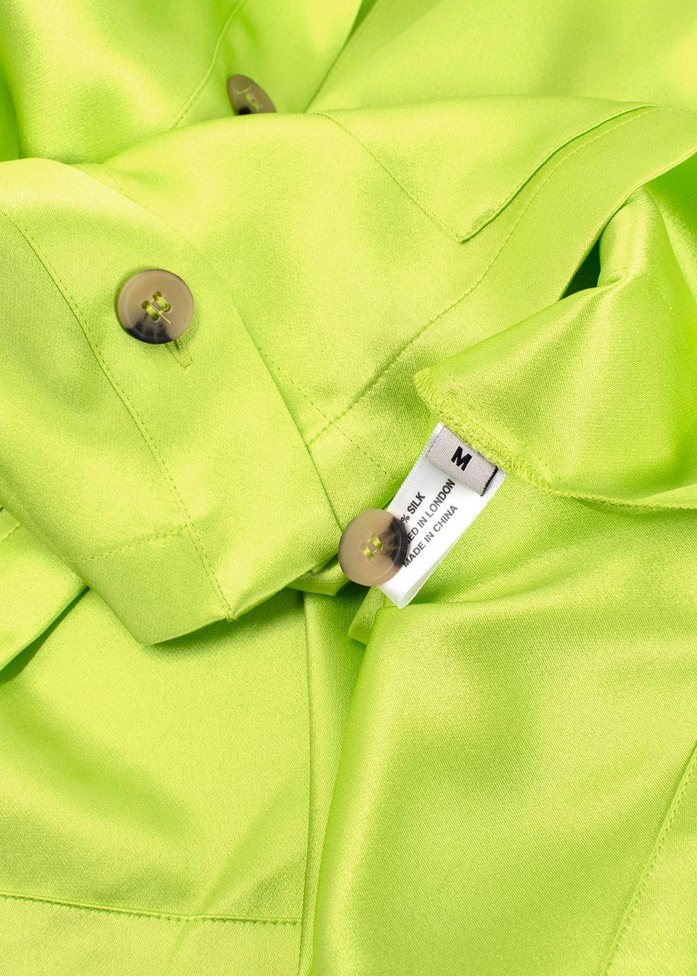 Asceno neon green silk shirt