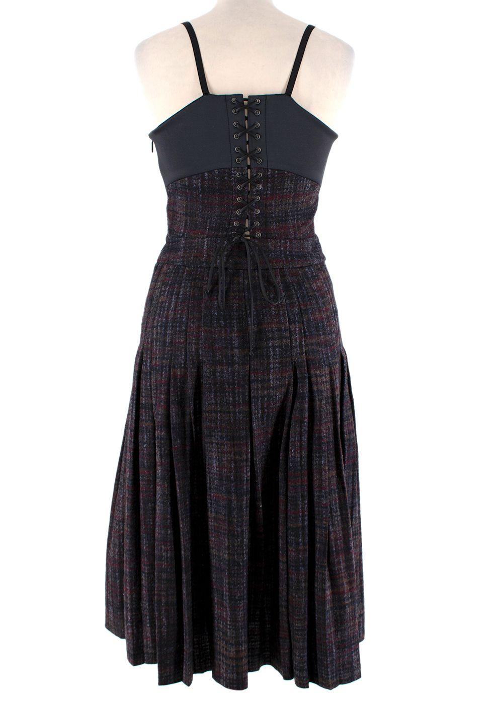 Bottega Veneta  Wool Plaid Laced Back Dress