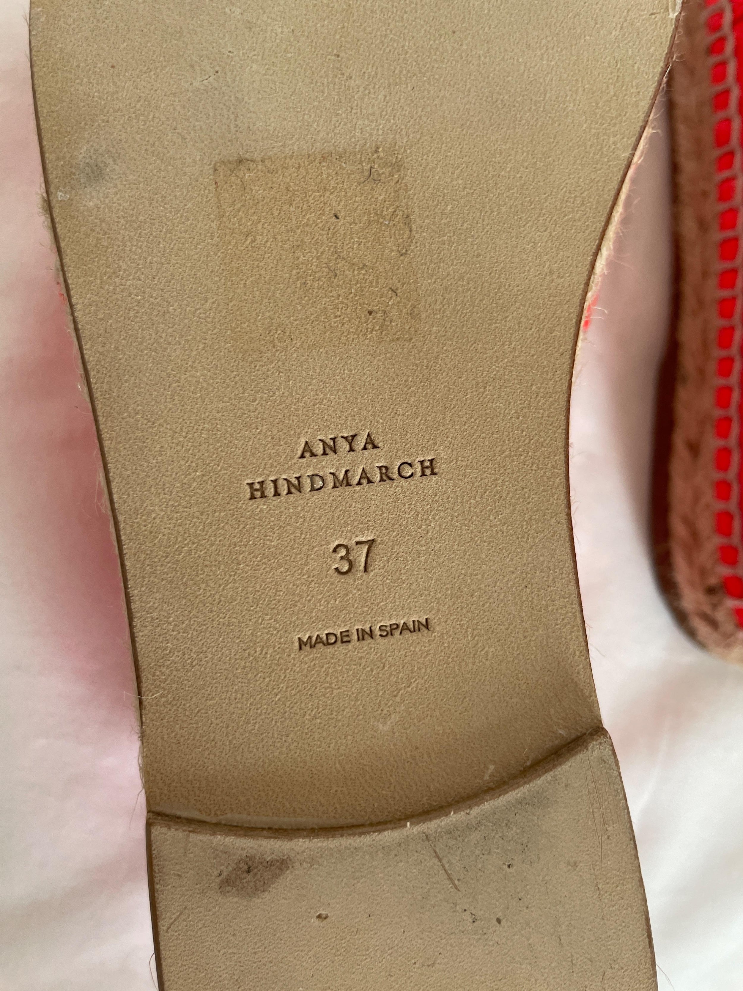 Smiley Neon Coral Leather Espadrille