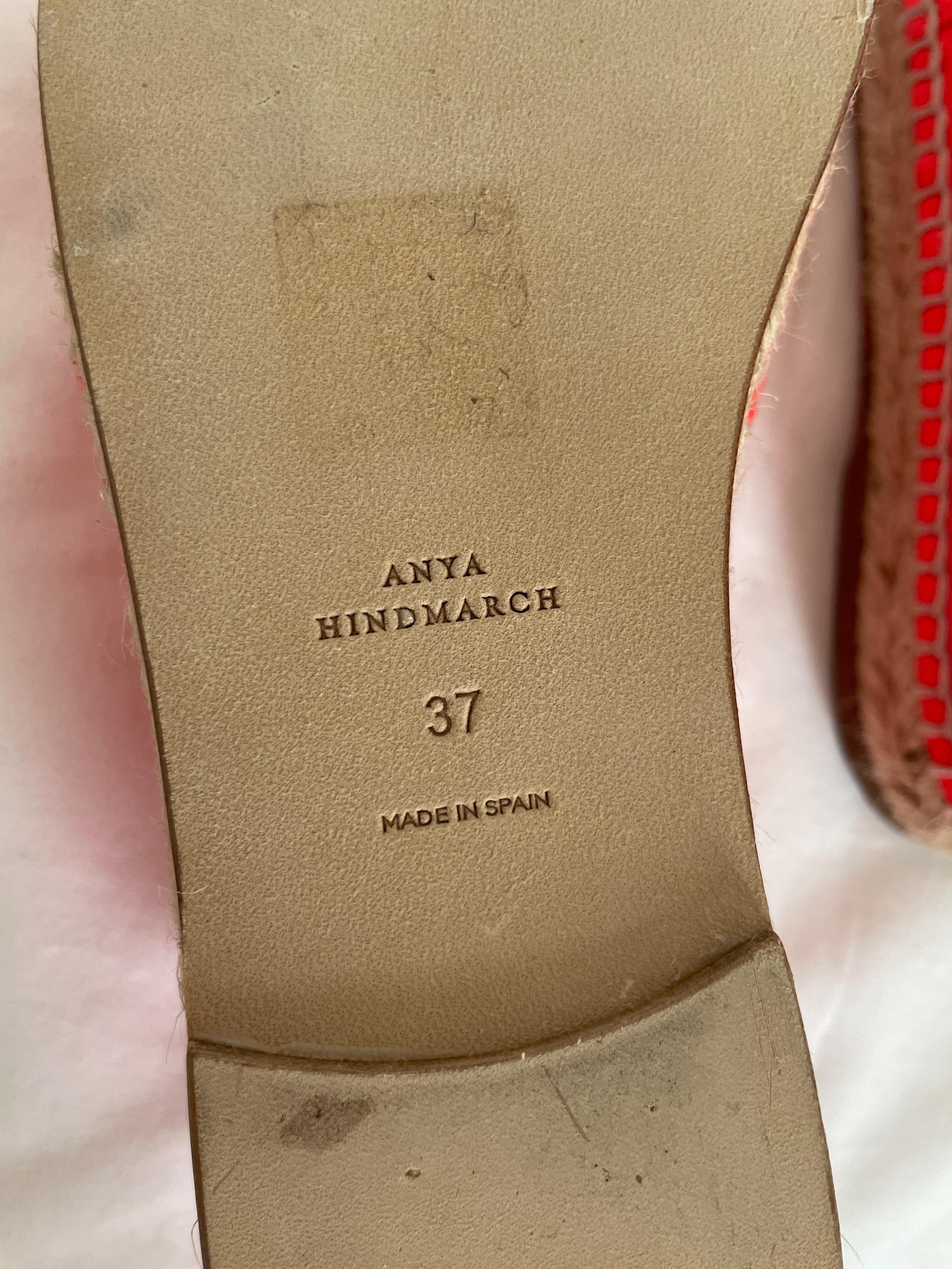 Smiley Neon Coral Leather Espadrille