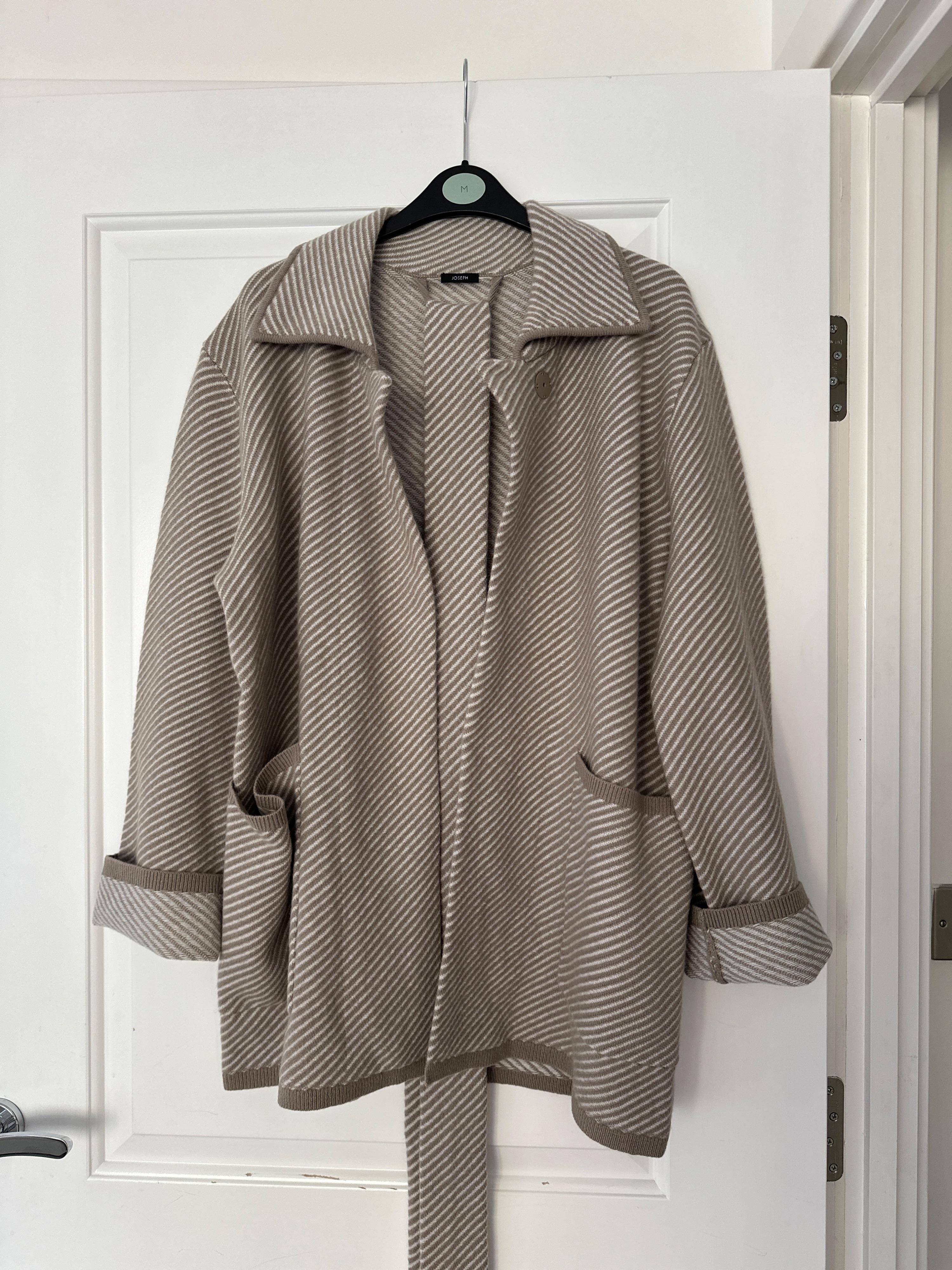 Beige Wool Tie Belt Cardigan