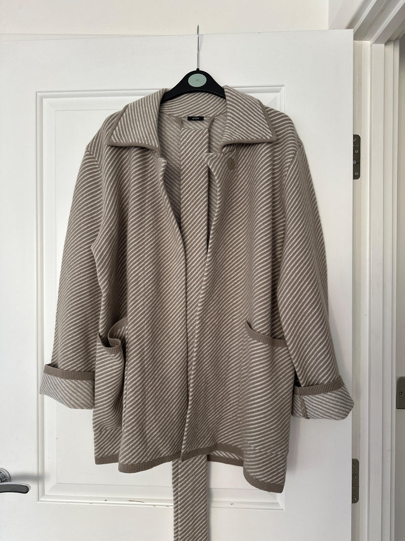 Beige Wool Tie Belt Cardigan
