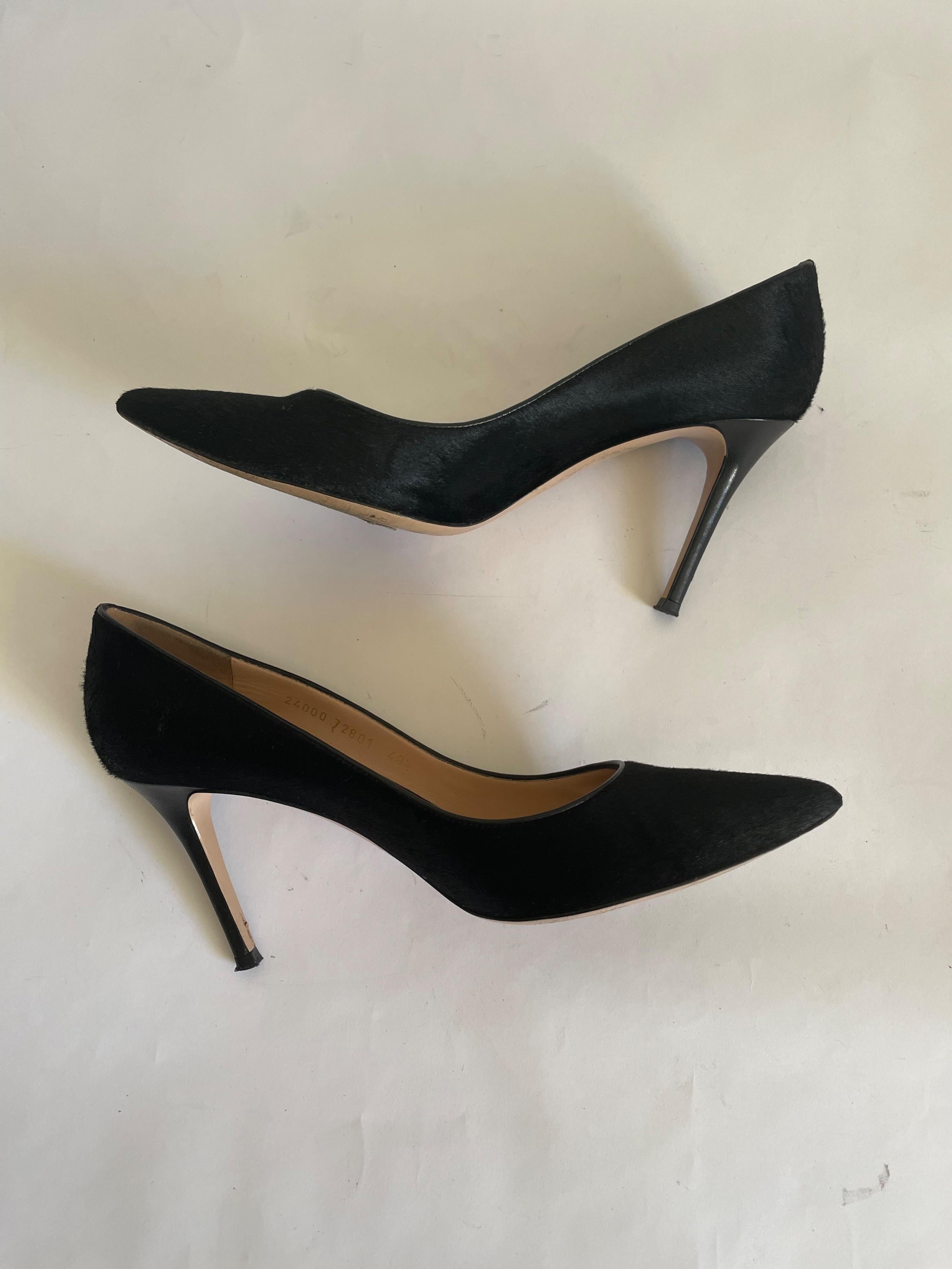 Black Pony Hair Pointed Toe Pumps