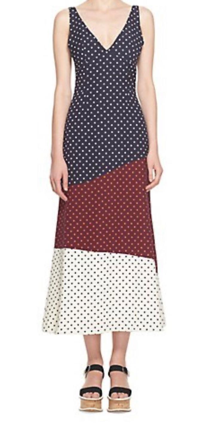 Colourblock Polka Dot Midi Dress