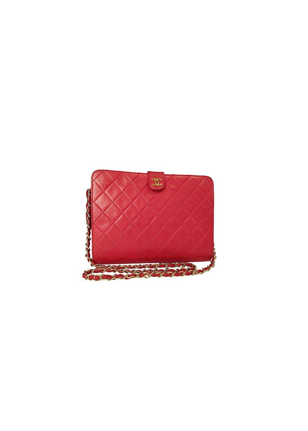 Vintage red leather quilted bag