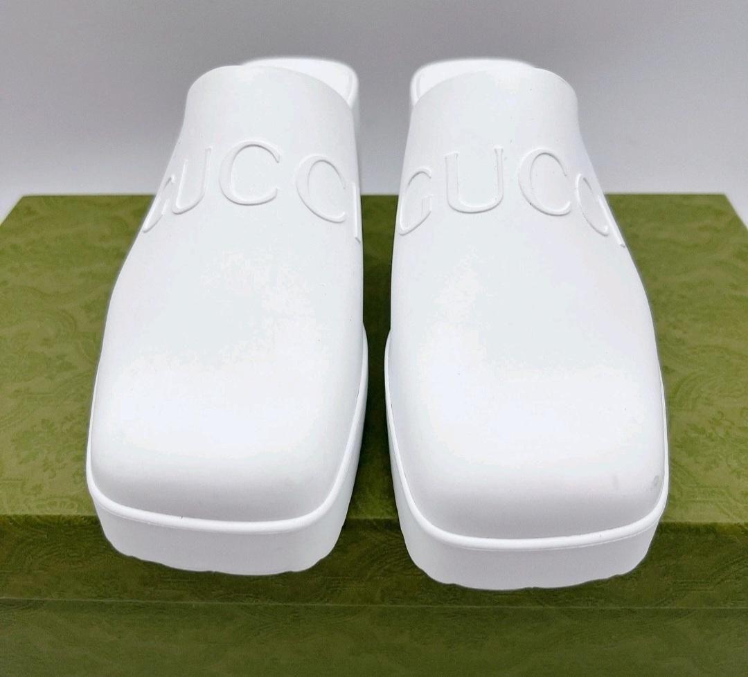 Gucci White Rubber Mules