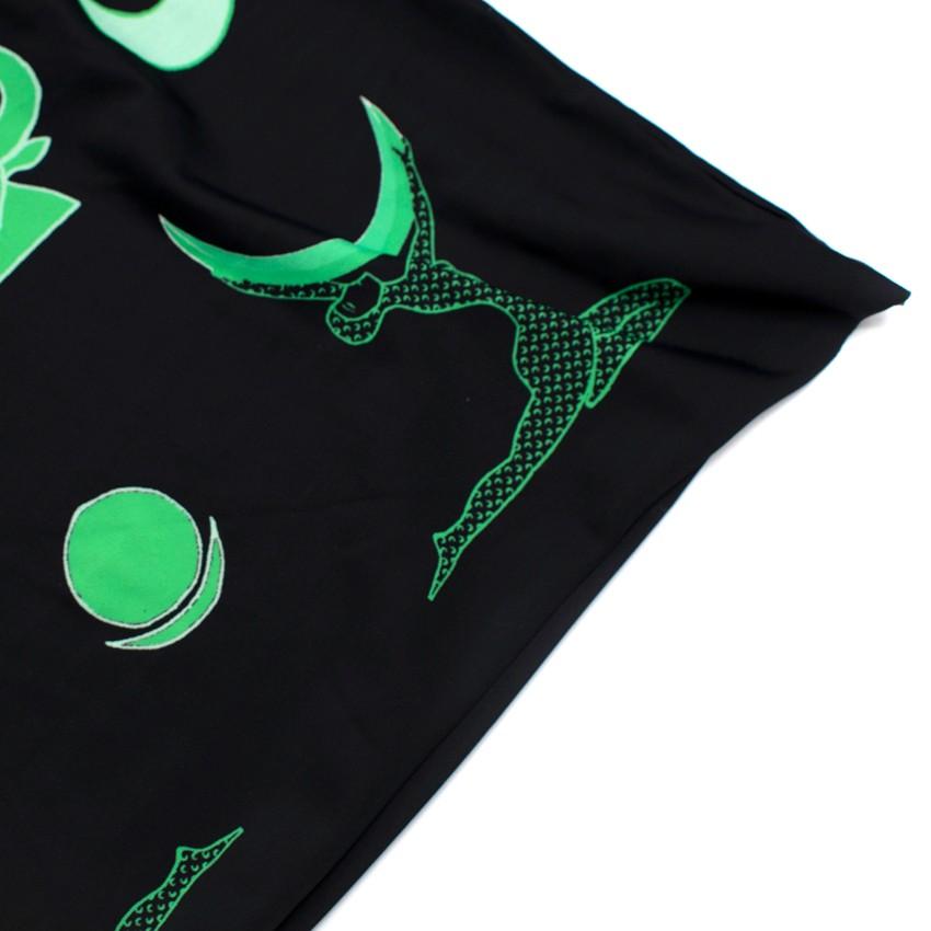 Marine Serre Black & Green Hieroglyphic Print Top