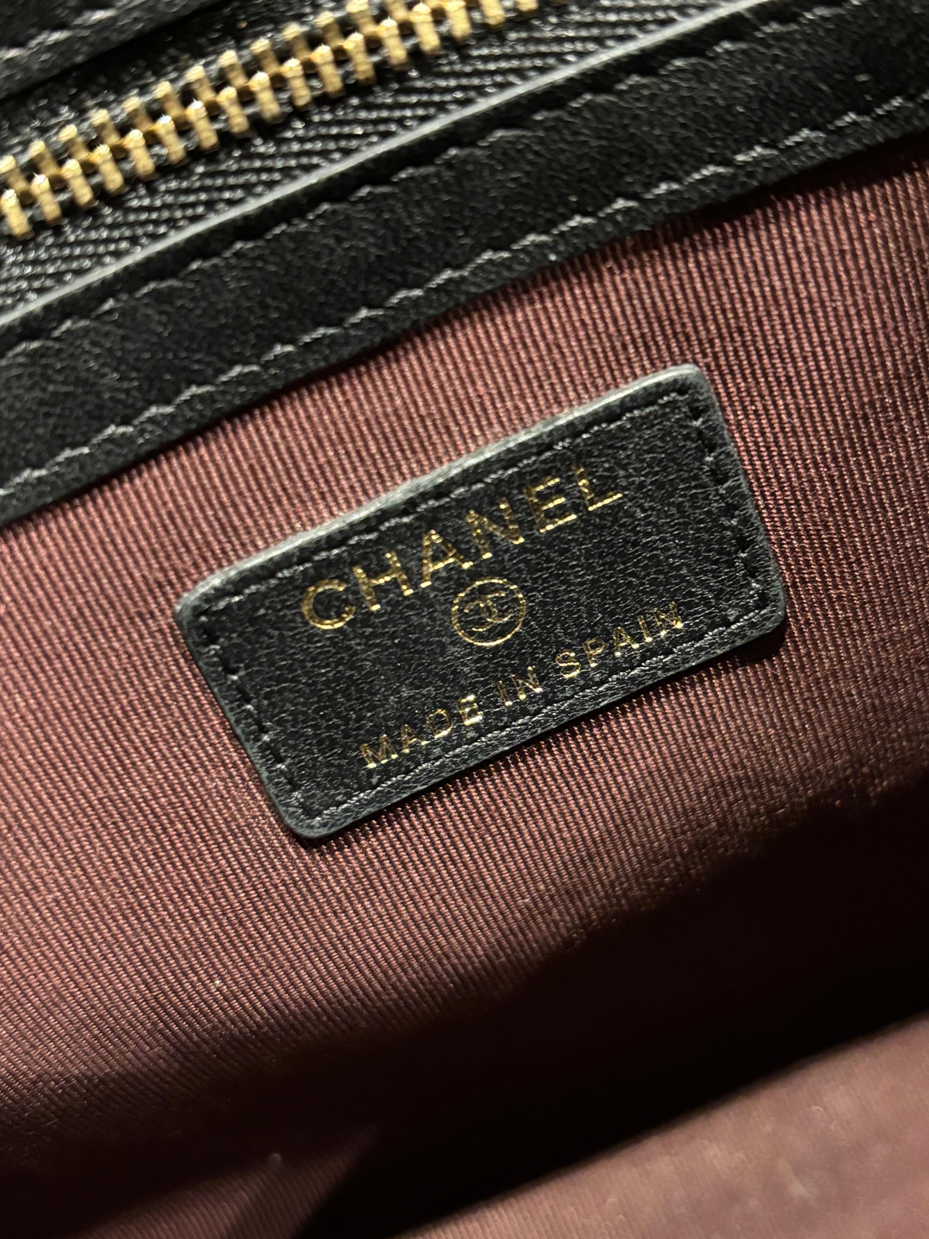 Chanel Black Leather Chevron Pouch