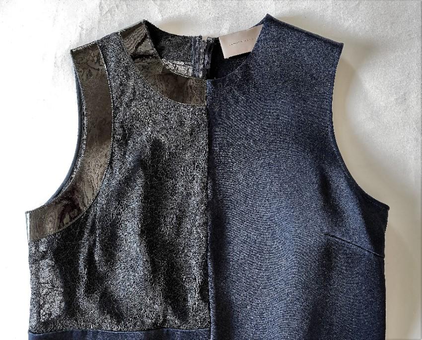 Christopher Kane Colour Block Lace & Leather Panelled Sleeveless Dress
