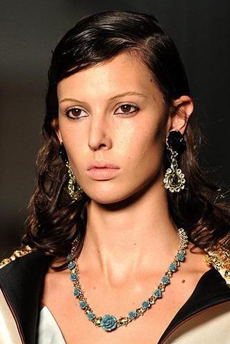 Prada Blue & Silver Floral Crystal Runway Necklace