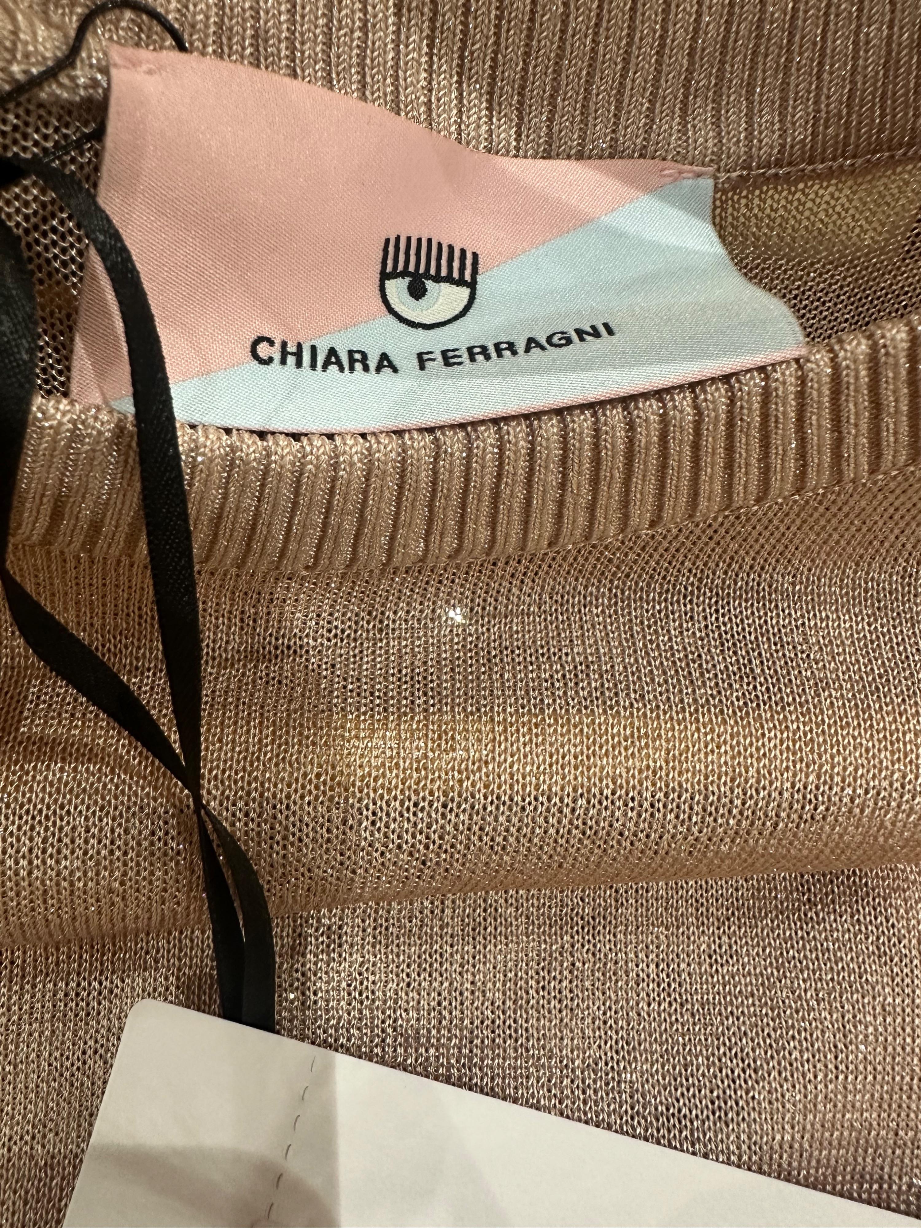 Chiara Ferragni Pink Lurex Yarn Jumper