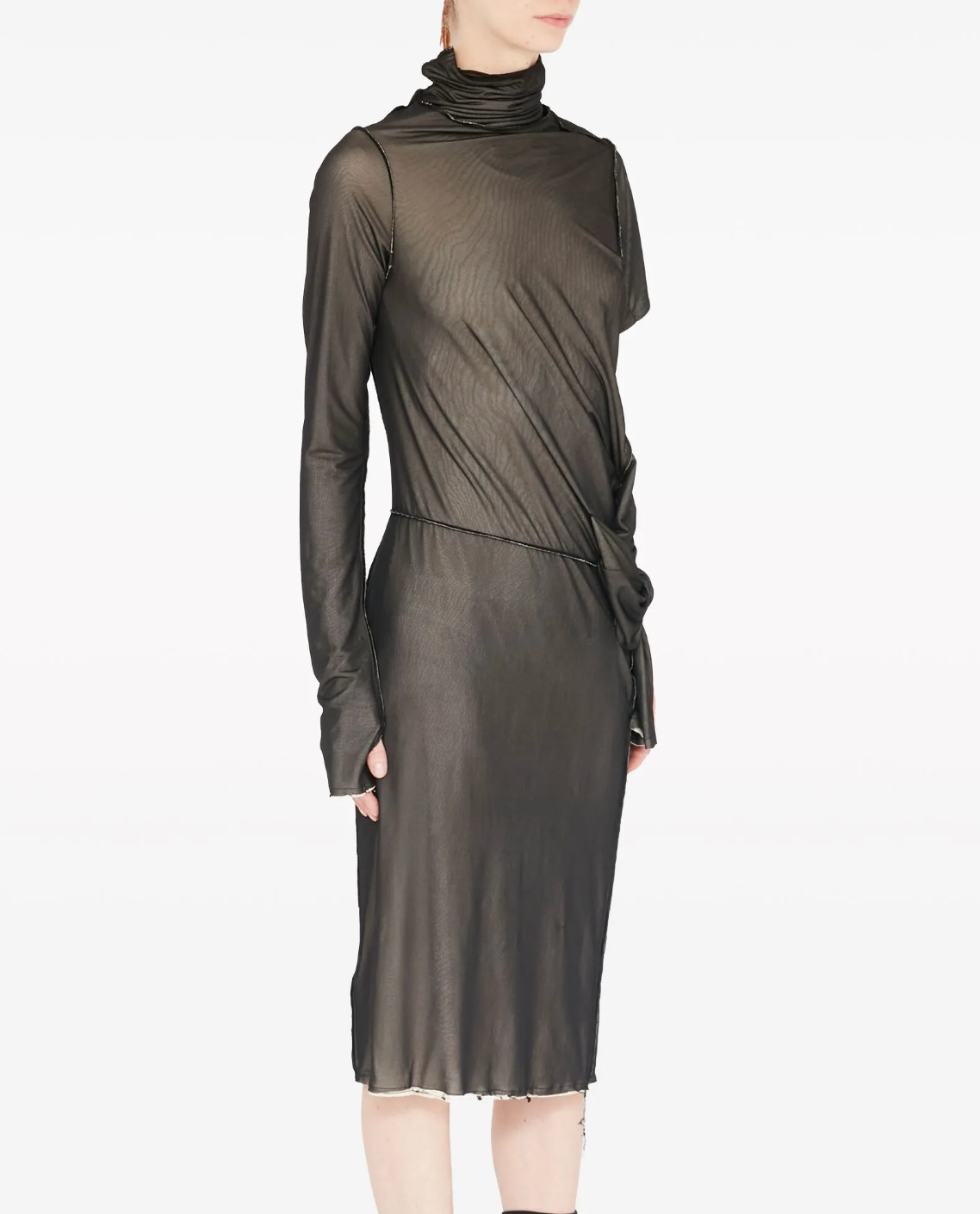Maison Margiela Asymmetric Ruched Midi Dress