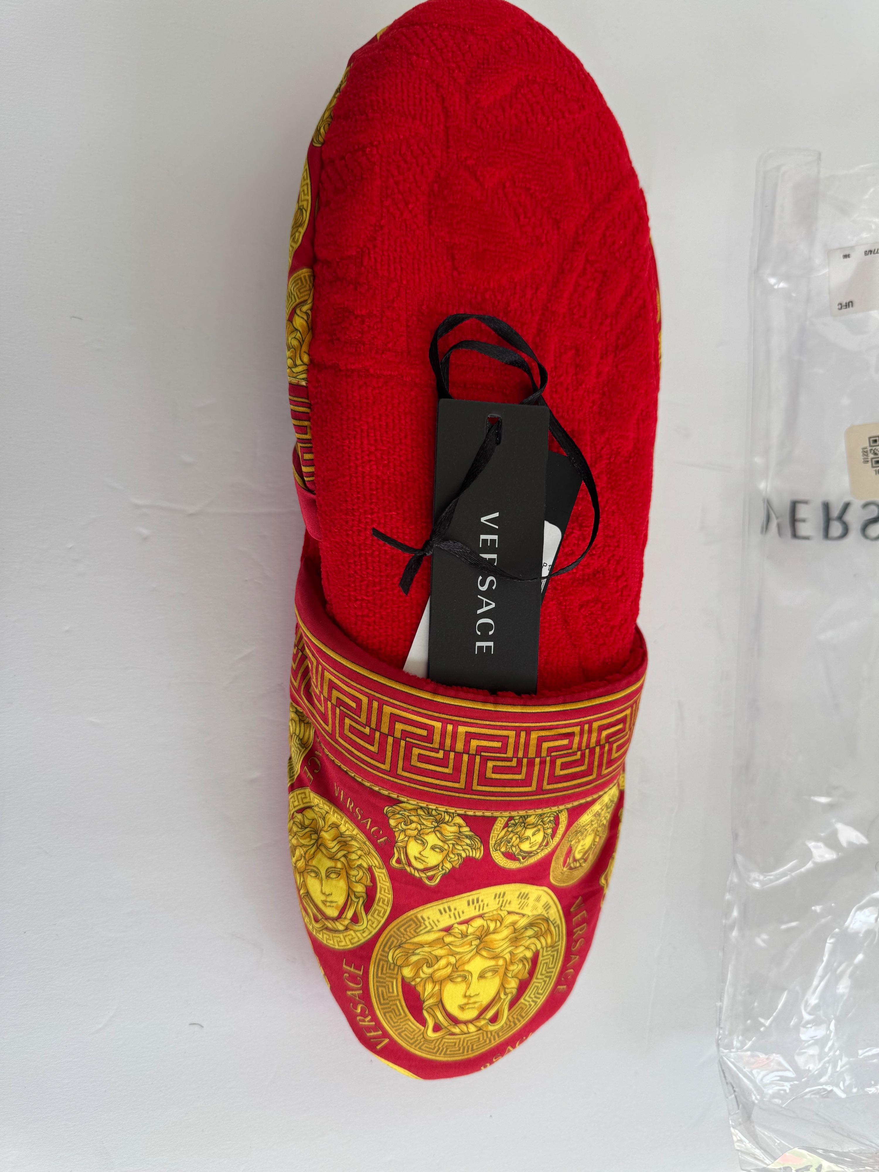 Versace Red Medusa Print Slippers