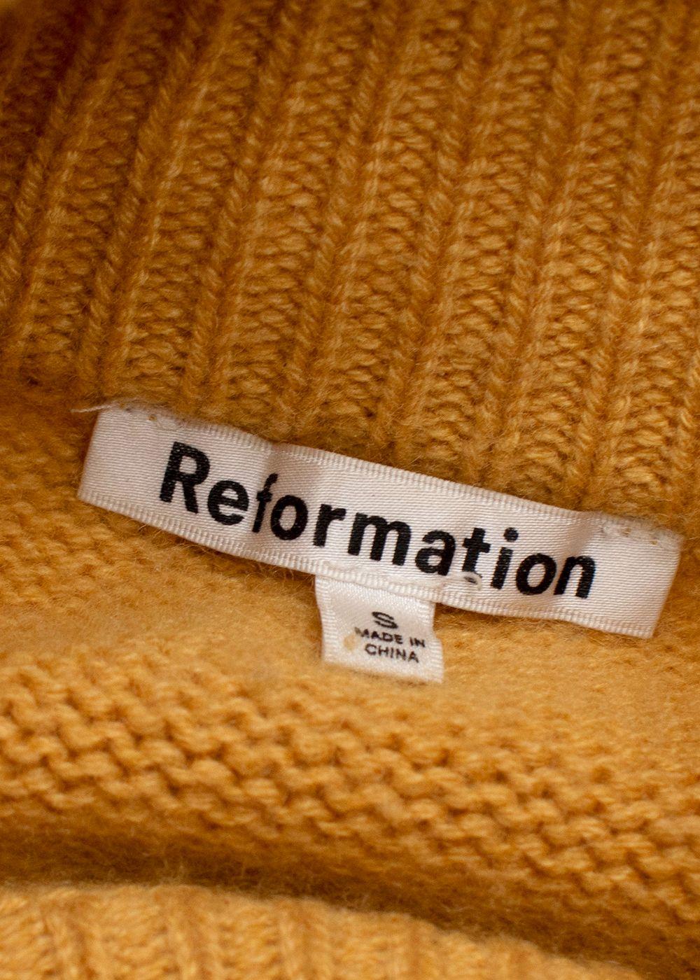 Reformation Mustard Cashmere Knitted Rollneck