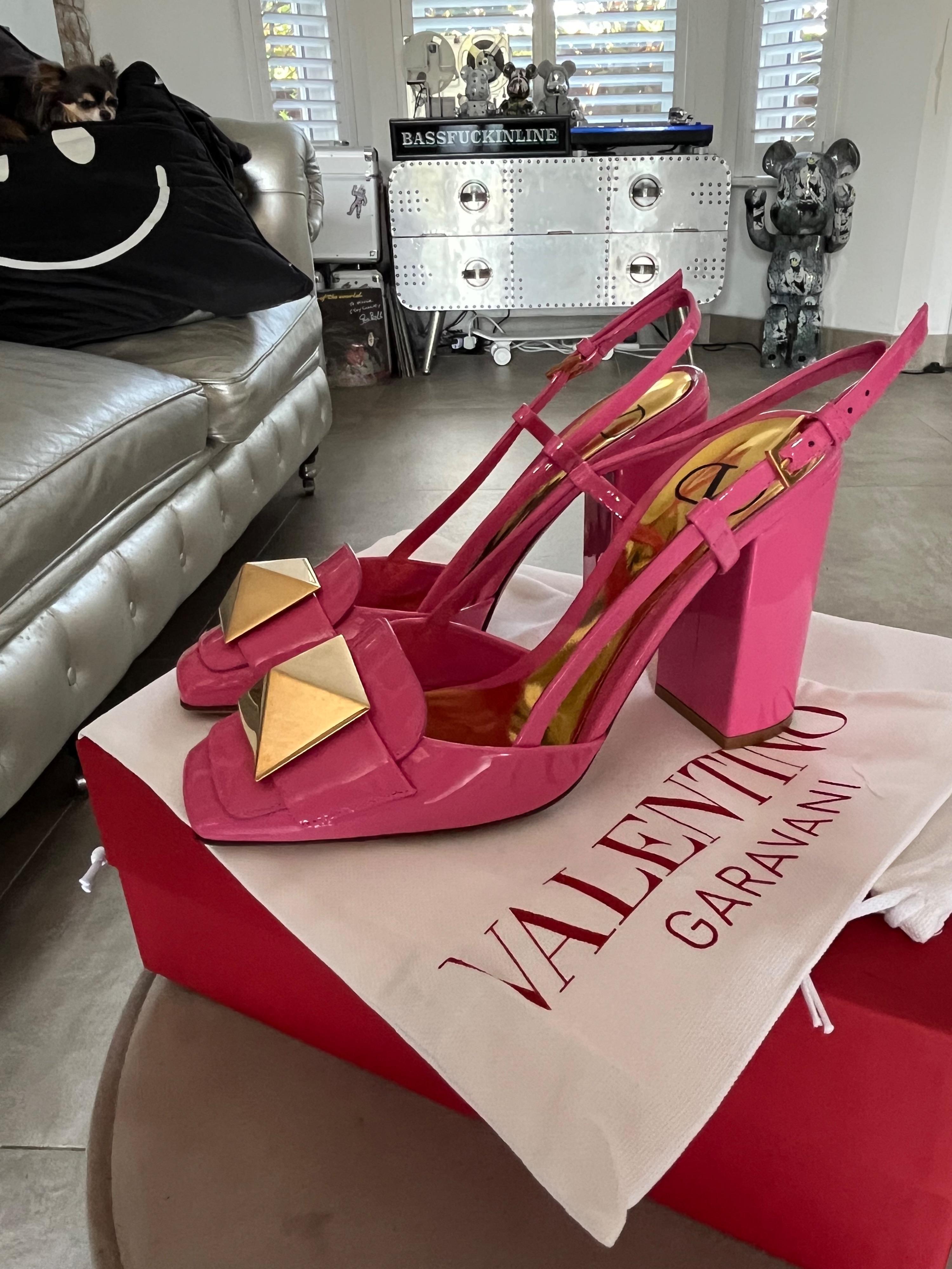 Valentino Pink One Stud Slingback Pumps