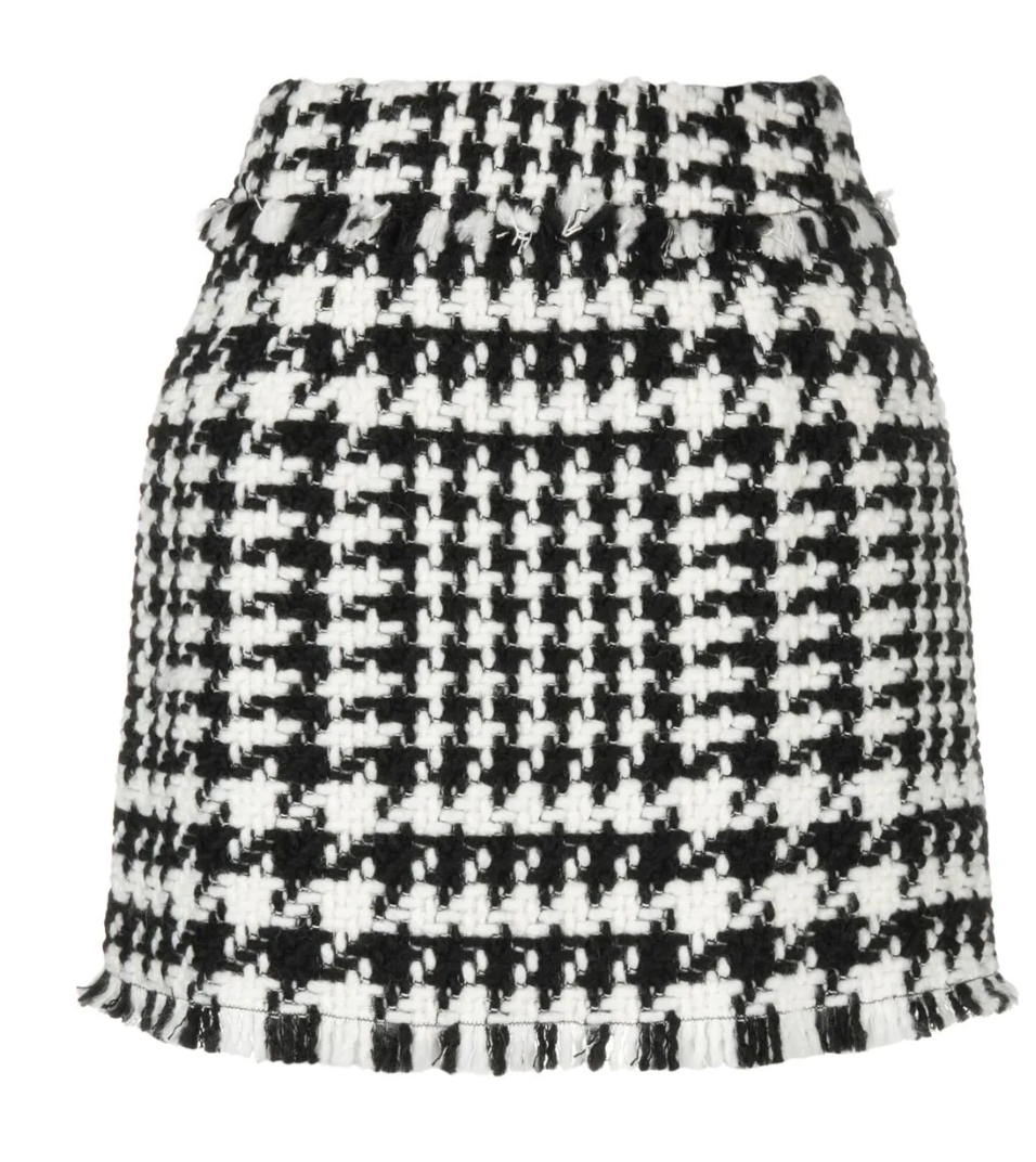 Black & White Houndstooth Mini Skirt