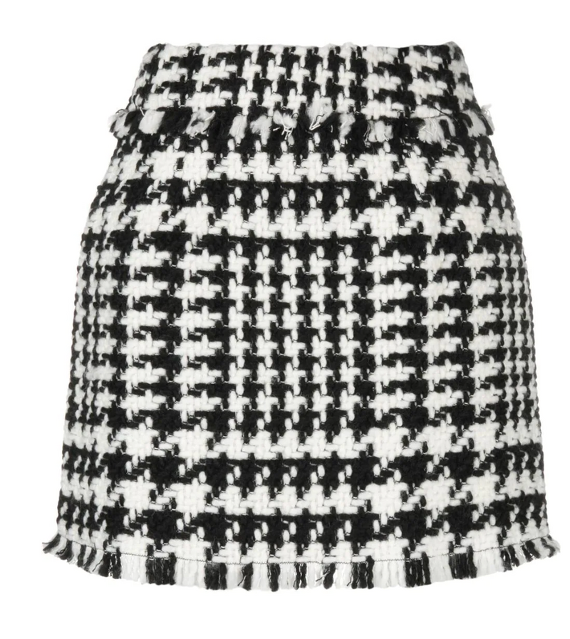 Black & White Houndstooth Mini Skirt