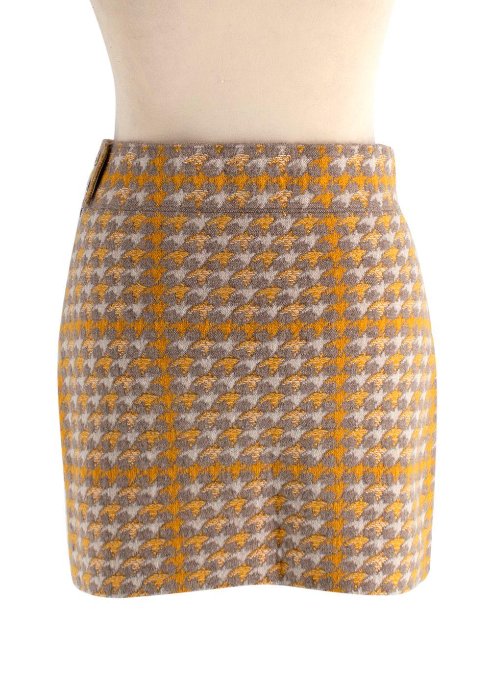 Barrie Yellow Houndstooth Cashmere Blend Jacket and Skirt Suit