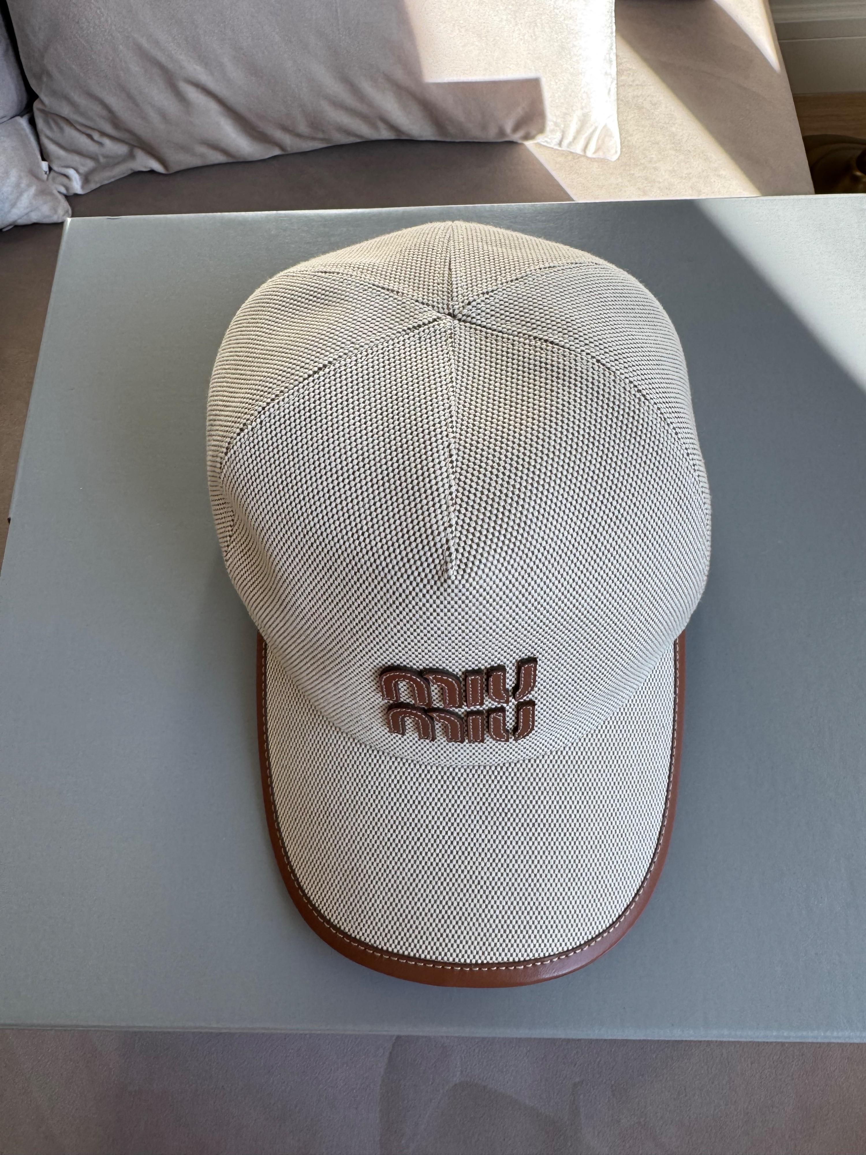 Miu Miu Beige Logo Cotton Cap