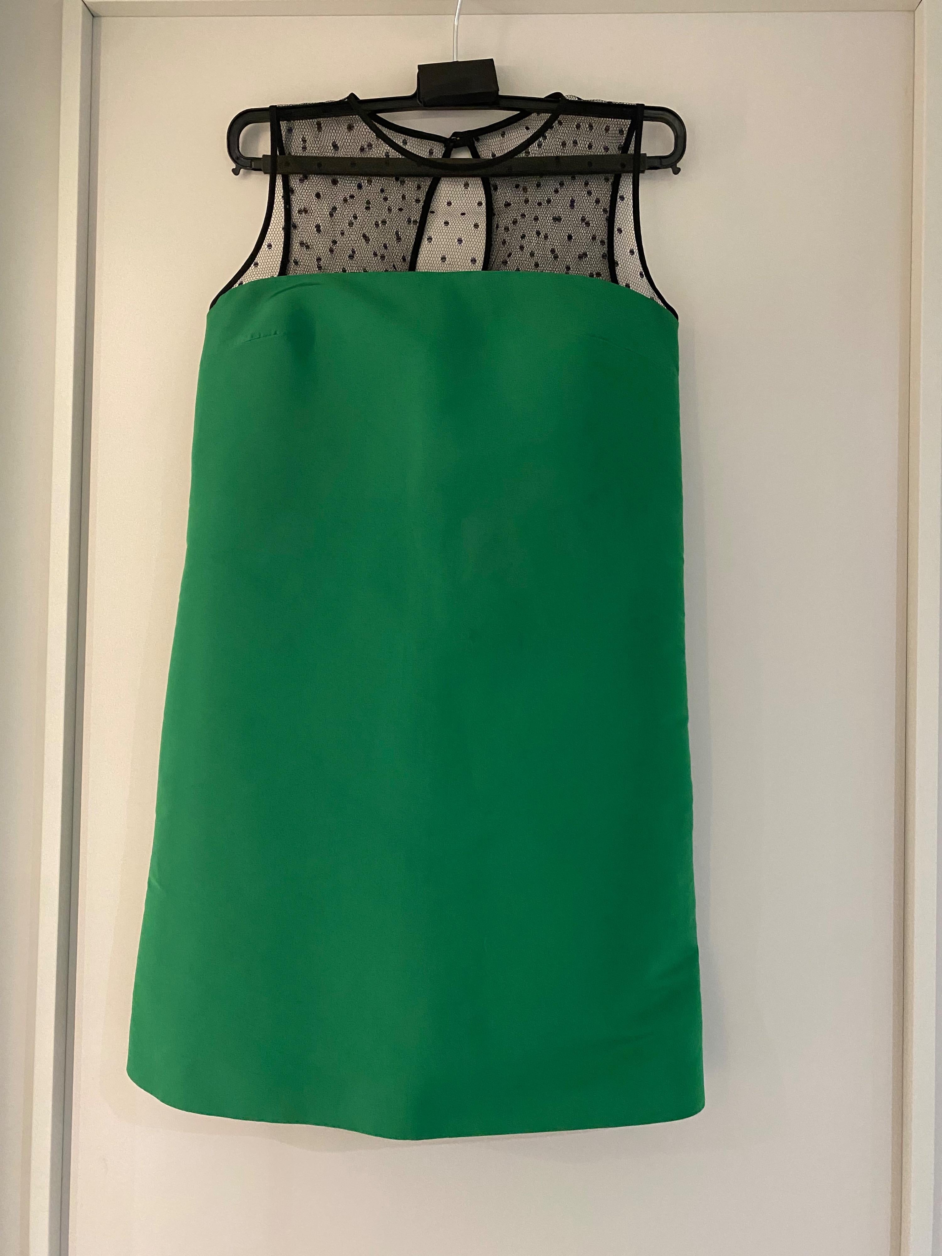 Dotted Tulle Green Shift Dress