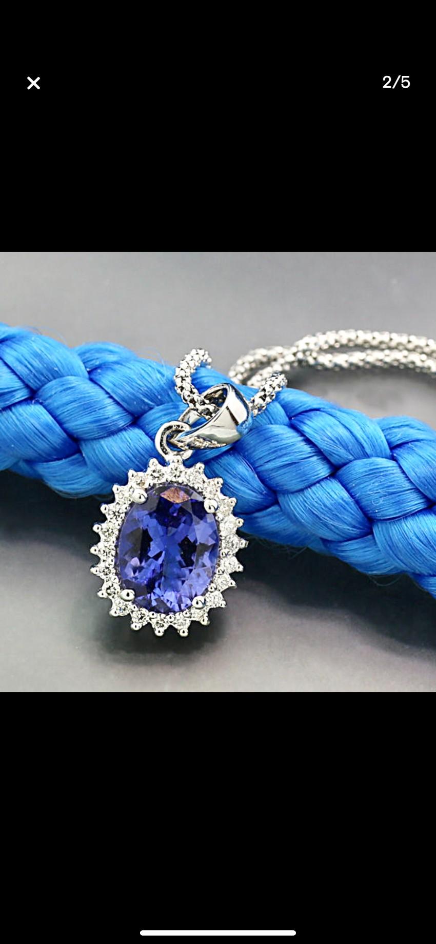 Bespoke 14kt White Gold Diamond & Tanzanite Pendant