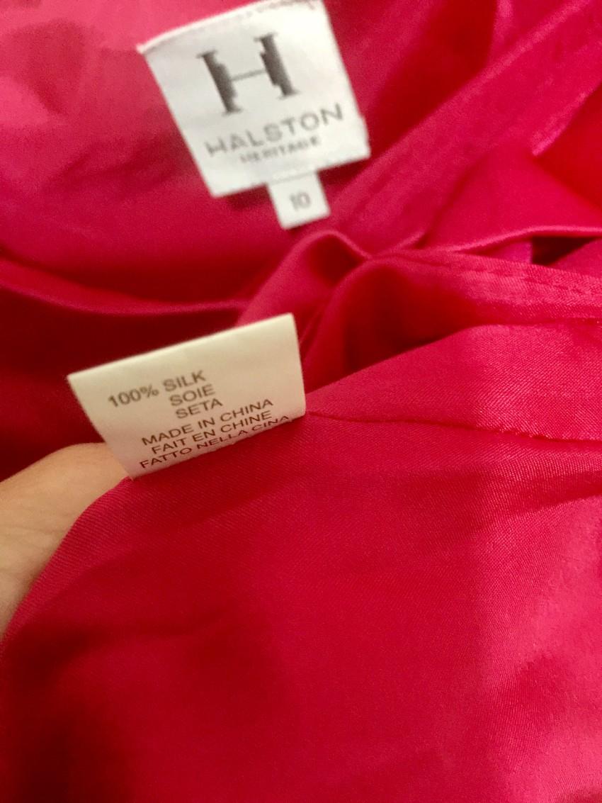Halston Pink Silk One Shoulder Dress