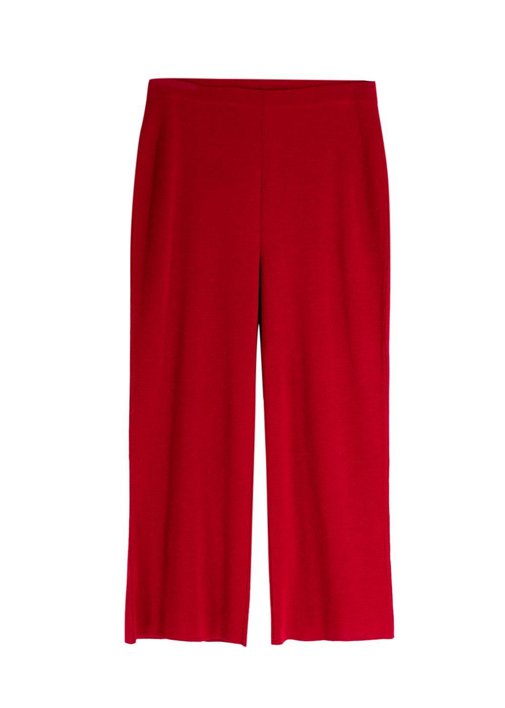 Marina Rinaldi Red Wide Leg Wool Blend Trousers