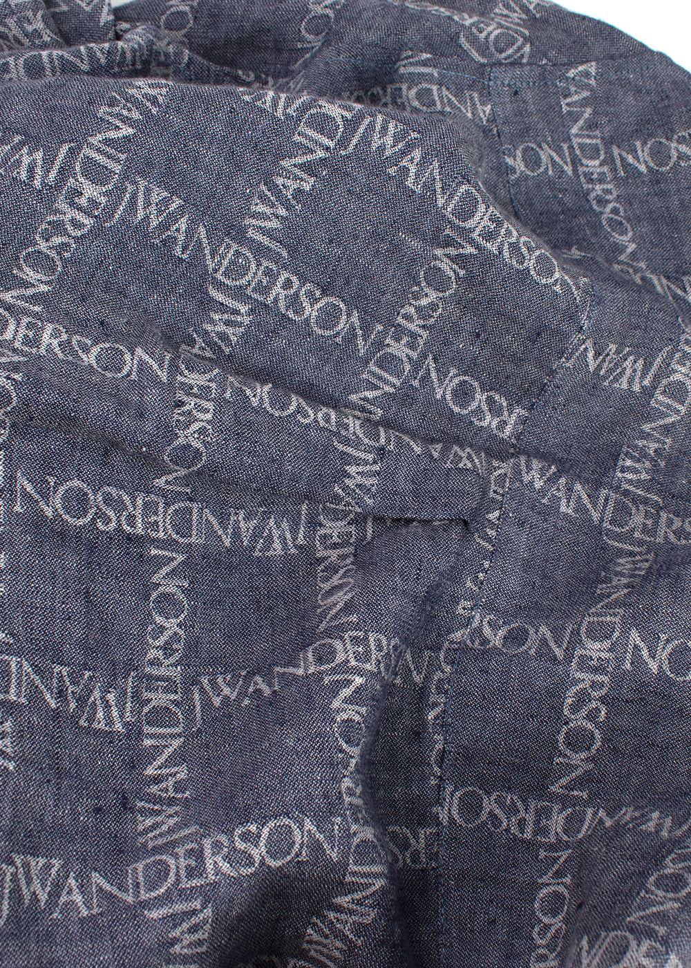JW Anderson Unisex Blue Logo Grid Tunic Linen Shirt
