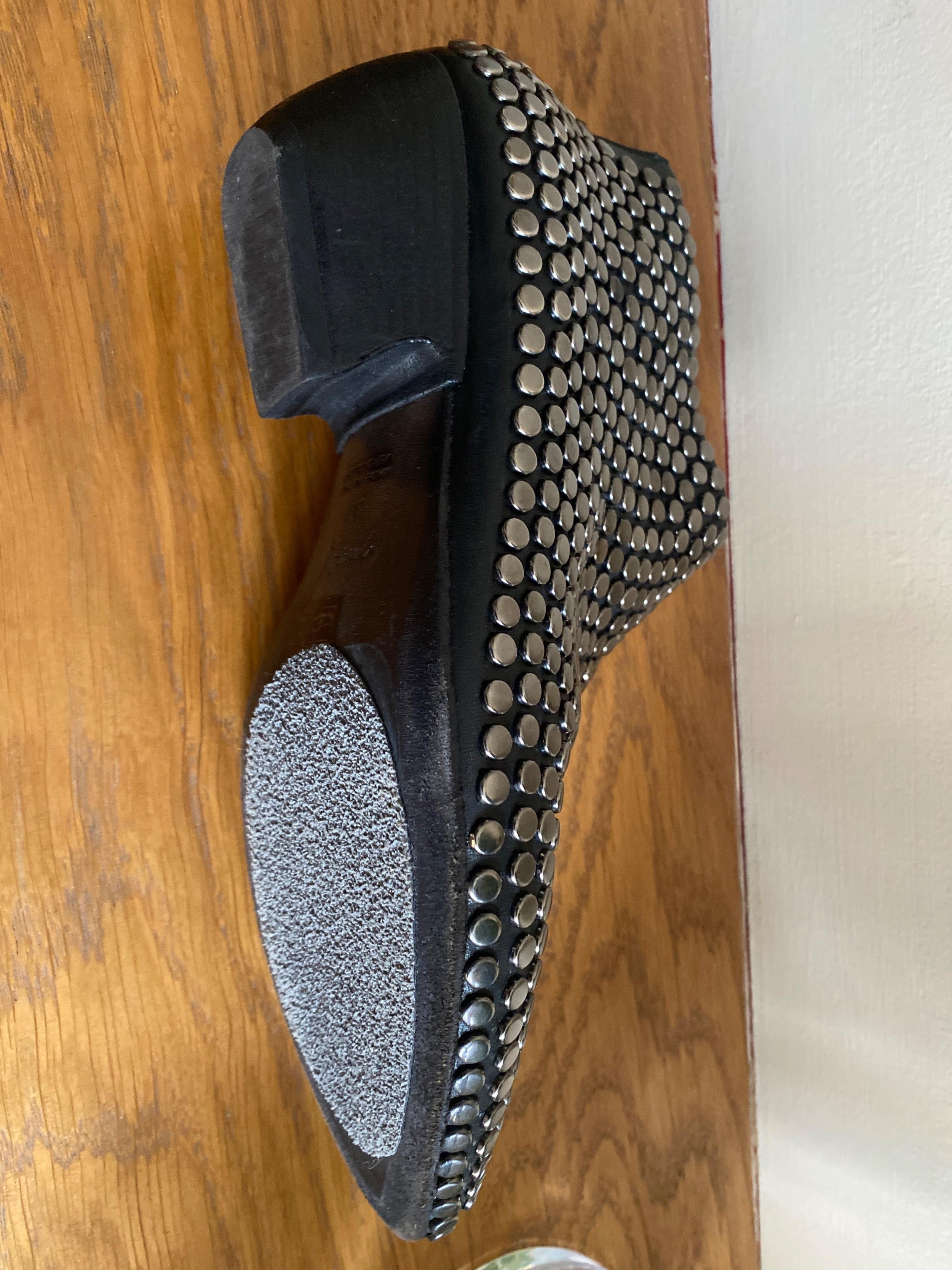Black Leather Studded Pointed Toe Boots