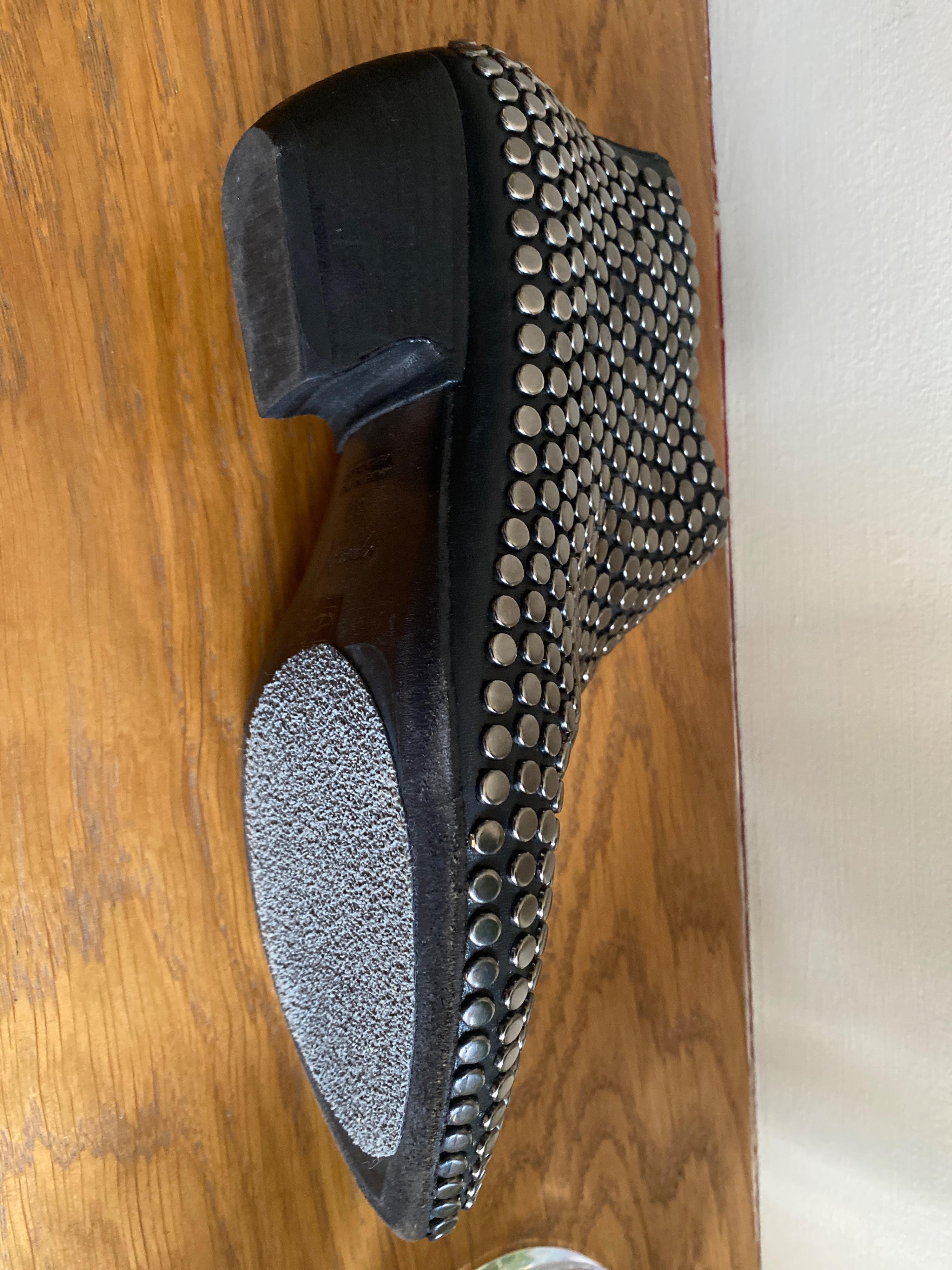 Black Leather Studded Pointed Toe Boots