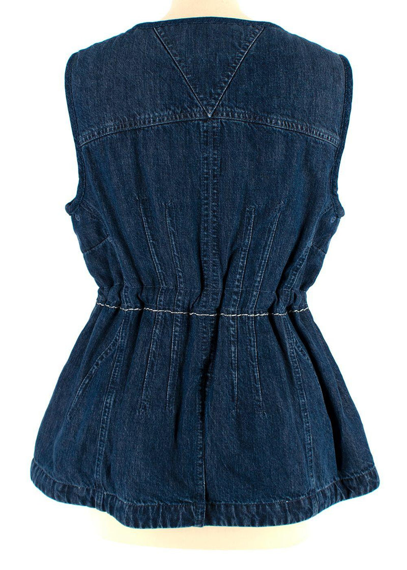 Drawstring Sleeveless Denim Top