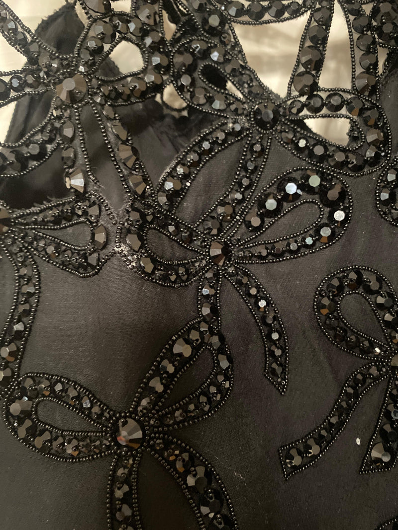 Valentino Black Crystal Embellished Bow Mini Dress