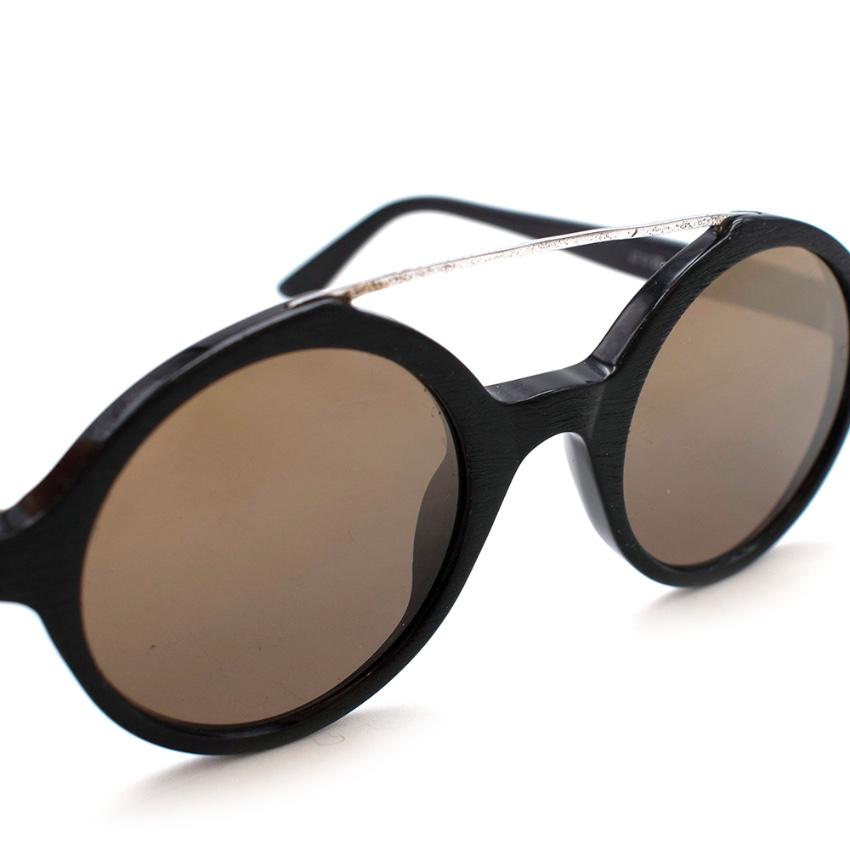 Nuiit Black Textured Mirrored Round Nuuak Sunglasses