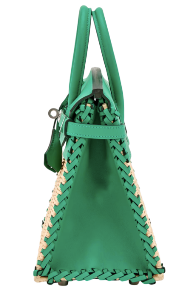 Limited Edition Hermès Birkin 25 Picnic Osier Wicker/Swift Vert Menthe Palladium Hardware