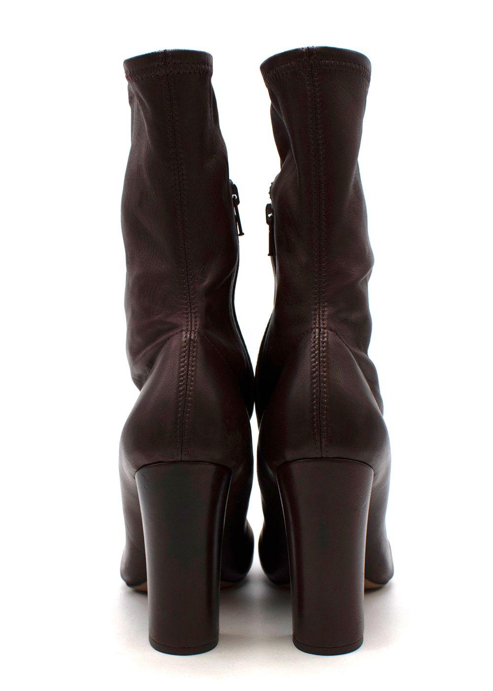 burgundy stretch-leather heeled boots